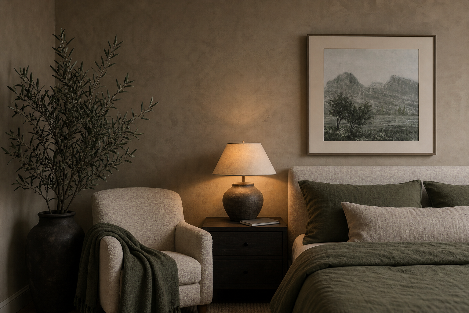 Waters Edge in a bedroom reading nook
